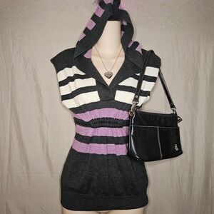 Unionbay Hooded Sweater‎ Top Striped Sleeveless